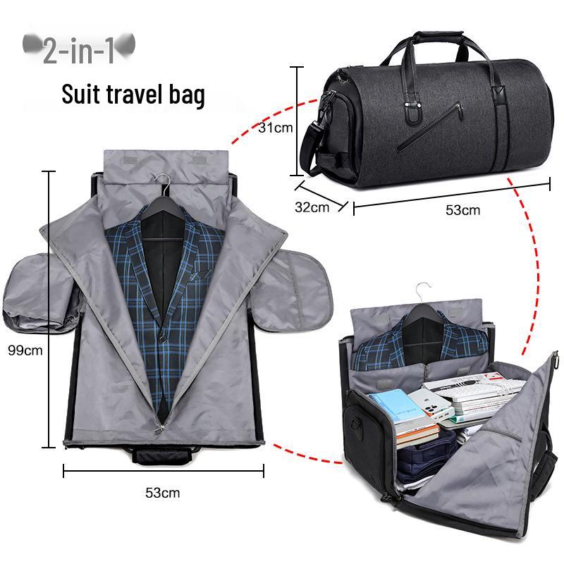 Foldable Business Travel Bag: Large Capacity, Wet/Dry Separation, Luggage Handle Attachment