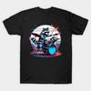 Heren Zwart Print T-shirt Wasbeer Speelt Trommels Geen-Knip Transferpapier Print Katoenen T-shirt