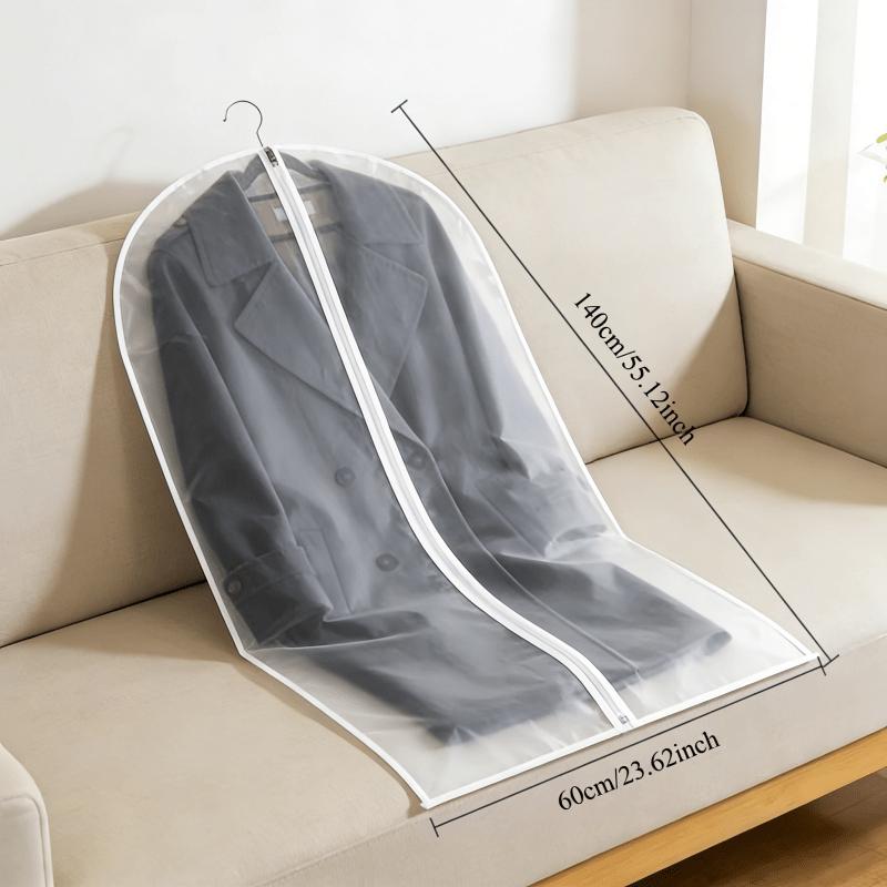 5pcs Thickened Transparent Garment Bags with Full Zipper Closure - Suitable for Suits, Wedding Dresses, Travel And Wardrobe Organization