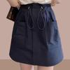 Gray Women's A-Line Midi Skirt with Elastic Drawstring Waist - Summer 2025 Anti-Exposure Workwear Style