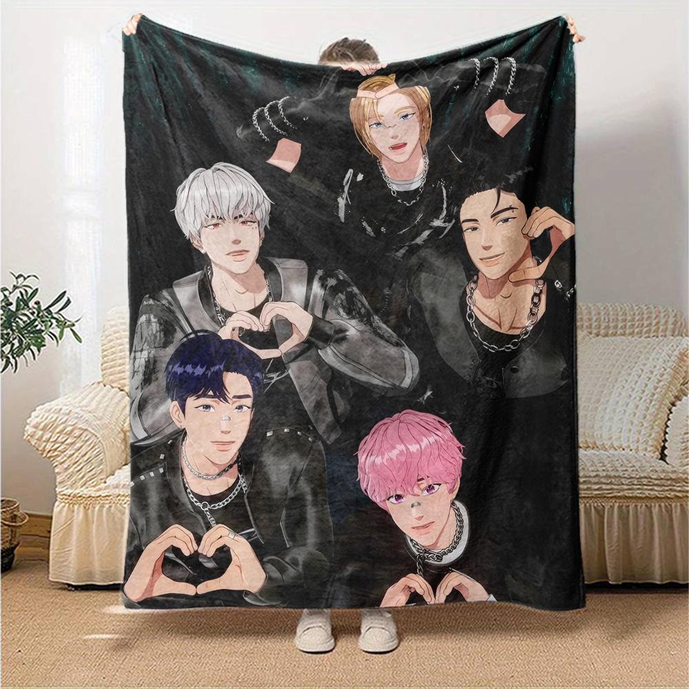 1pc Blanket - Kpopo Plave Print Design,Lightweight Blanket for Sofa,Bed- Soft &Warm,Gift for All Seasons