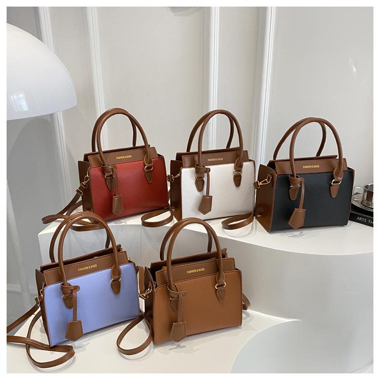 Women's Faux Leather Color Block Tote Bag Large Capacity Mother Daughter Set Shoulder Bag Fashionable Casual Handbag