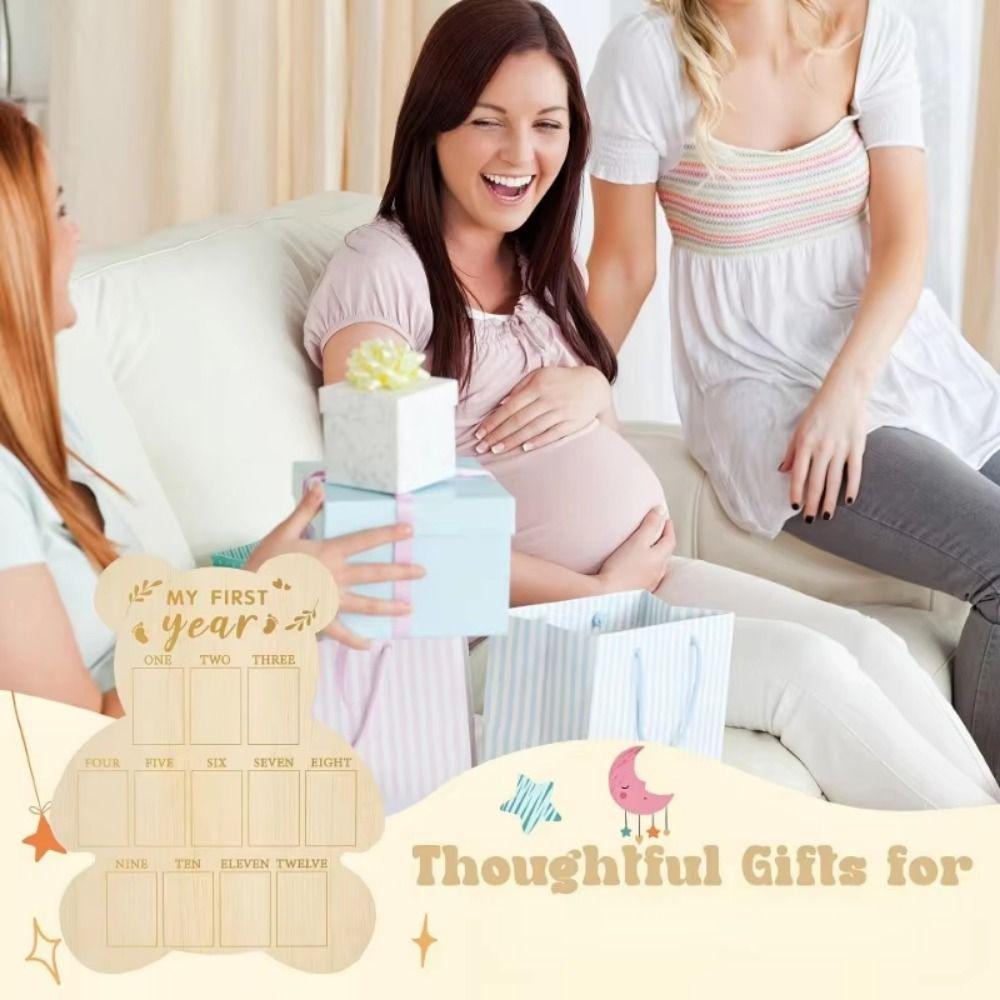 Hangable First Year Display Photo Board Wood Newborn Growth Record Album  Heartwarming Gift