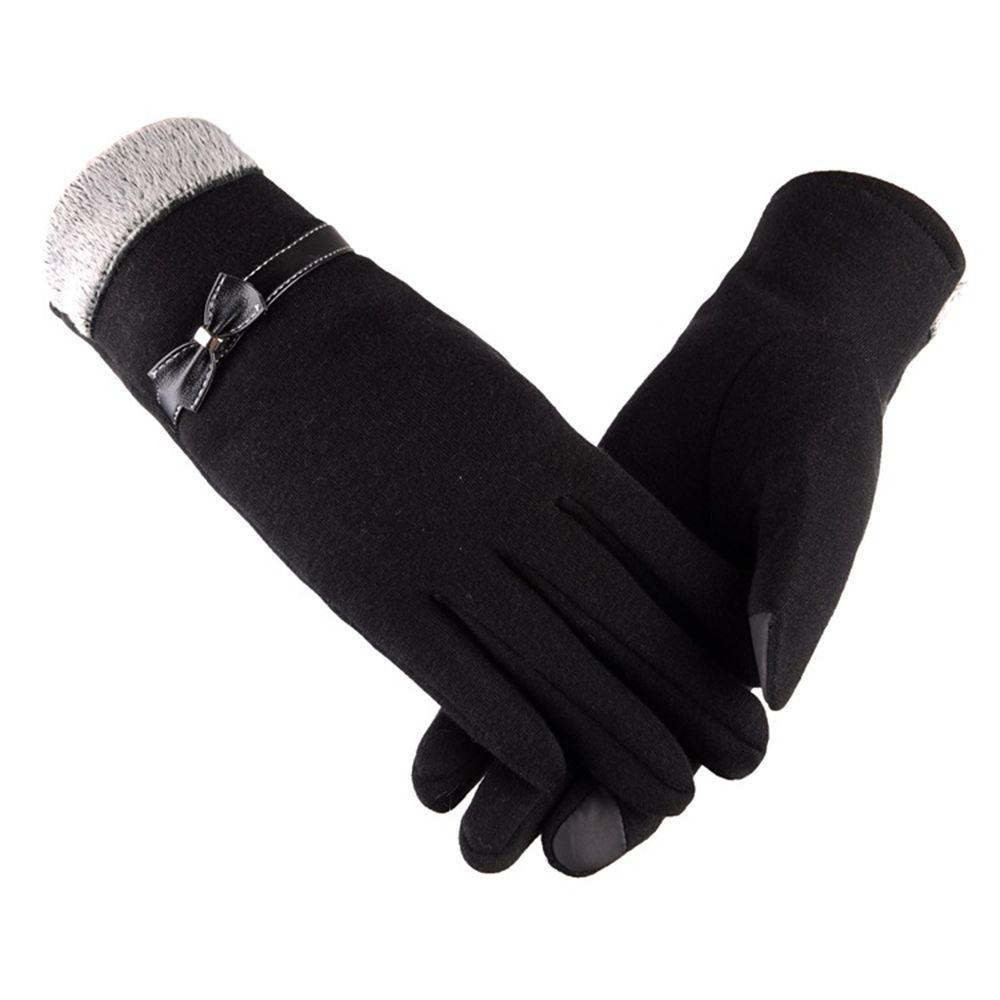 Warm Driving Outdoor Plush Fashion Accessories Full Finger Gloves Bow Mittens TouchScreen Gloves