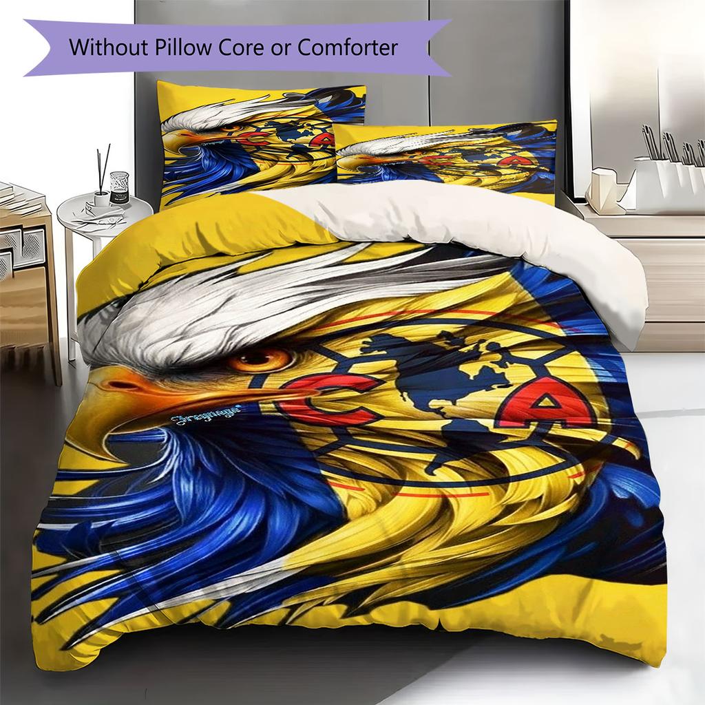 Club De Futbol América Pattern Bedding,Quilt Set Quilt Cover Pillowcase Home Birthday Gift(1 * Duvet Cover + 2 * Pillowcase, Without Core)
