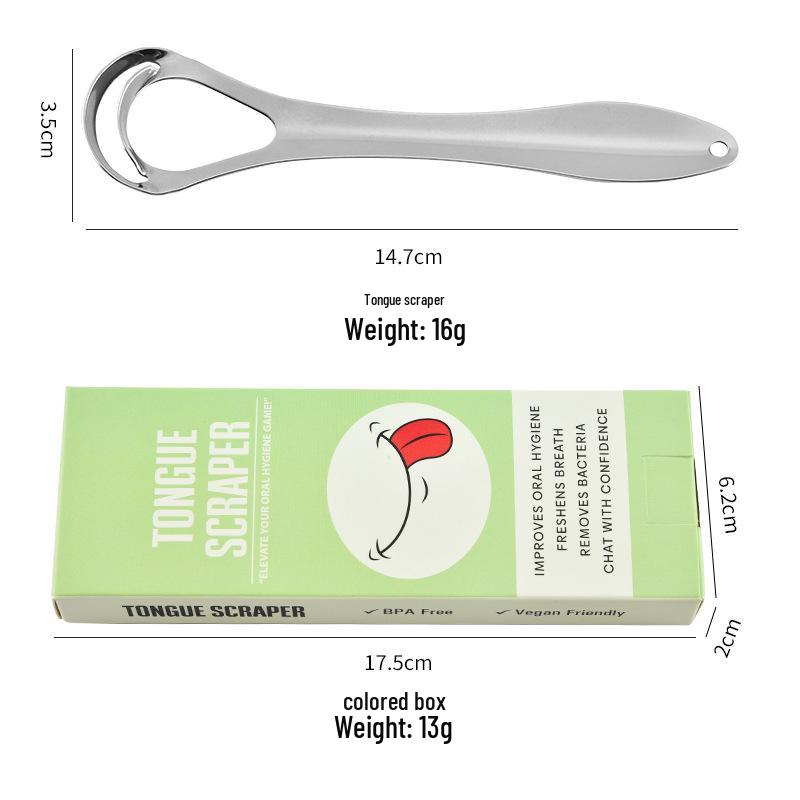 Stainless Steel Double-Layer Tongue Scraper for Adults - Relieves Bad Breath & Deep Cleans
