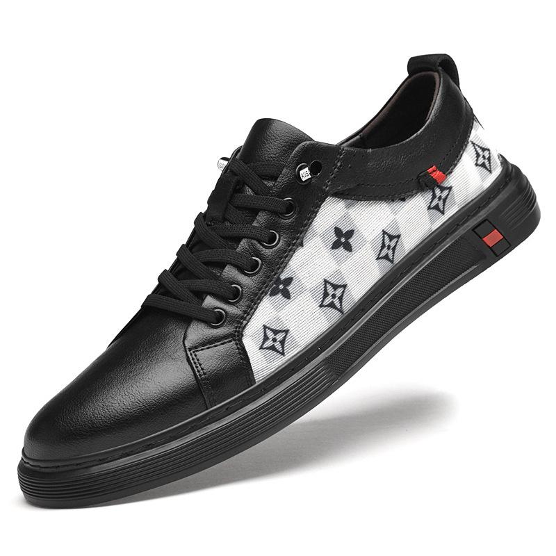 

Men s shoes soft-soled leather shoes men s Korean version of genuine leather casual shoes trendy versatile board shoes men s foreign trade large 45 чёрный