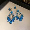 Silver Needle Diamond Hollow Geometric Water Drop Tassel Earrings Cross-border European and American Court Style Earrings Light Luxury Premium Earring