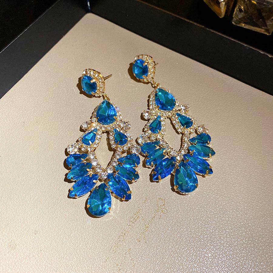 Silver Needle Diamond Hollow Geometric Water Drop Tassel Earrings Cross-border Court Style Earrings Light Luxury Premium Earrings