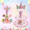 Cake Display Stand Jungle Mermaid Birthday Party Decorations Kids Dessert Holder Cake Tray Butterfly Baby Shower Cupcake Support