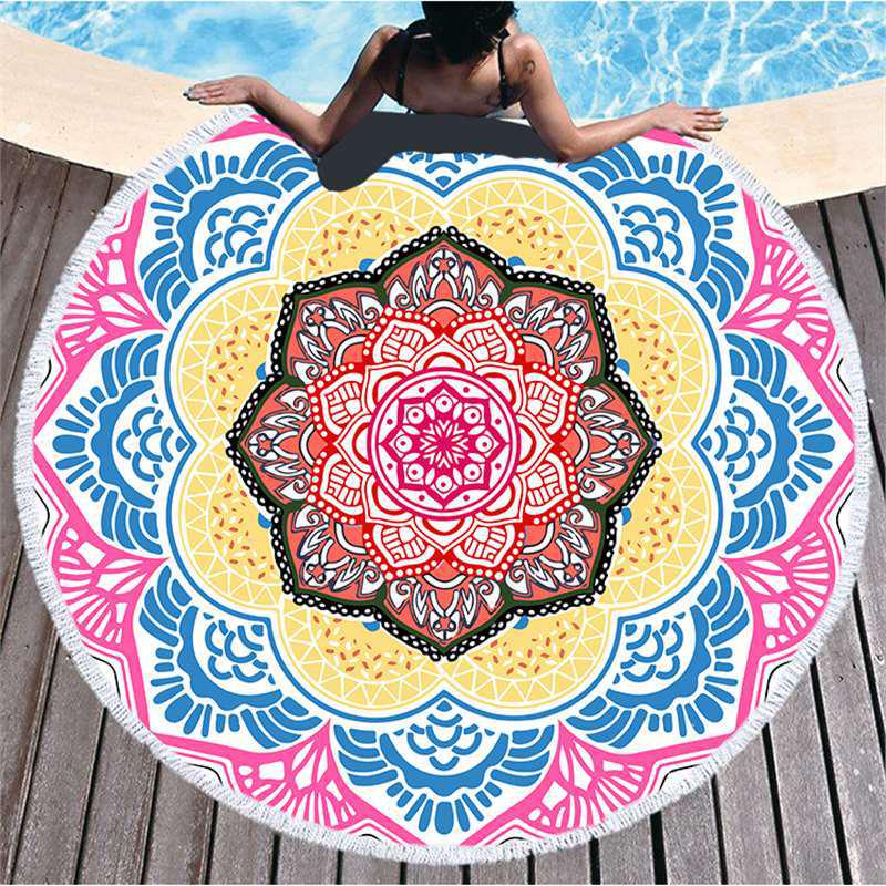 Mandala Pattern Microfiber Beach & Bath Towel - Luxurious Feel & Decorative Floor Mat