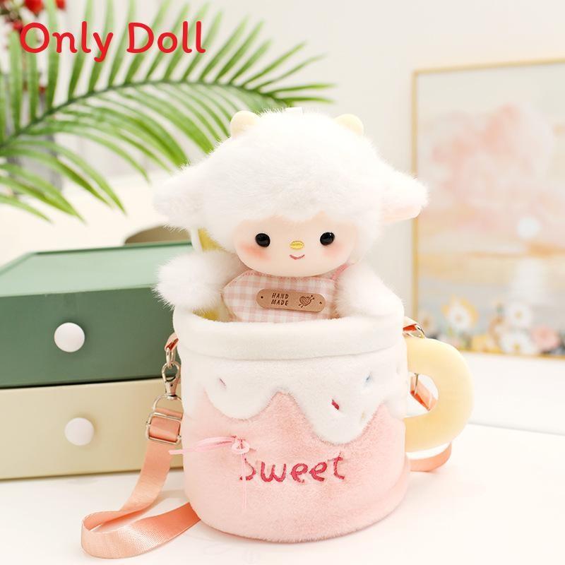 Cup Cartoon Cute Design Sheep Plush Toy Doll Children Crossbody Bag For Gift