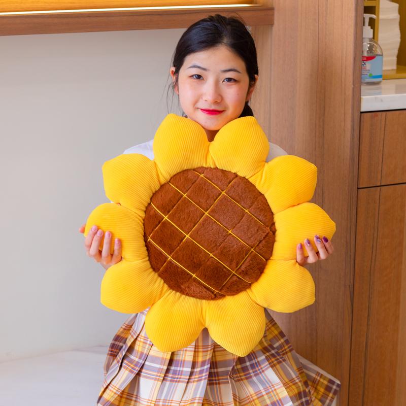 40/50/70CM Stuffed Sunflower Plush Plant Seat Cushion Flowers Decor Pillow Props Perfect For Sofa Chair Indoor Floor