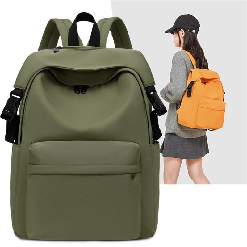 Schoolbag New Solid Color Oxford Cloth Backpack Women's Large Capacity Lightweight Versatile Middle School Student School Bag Travel Backpack Men