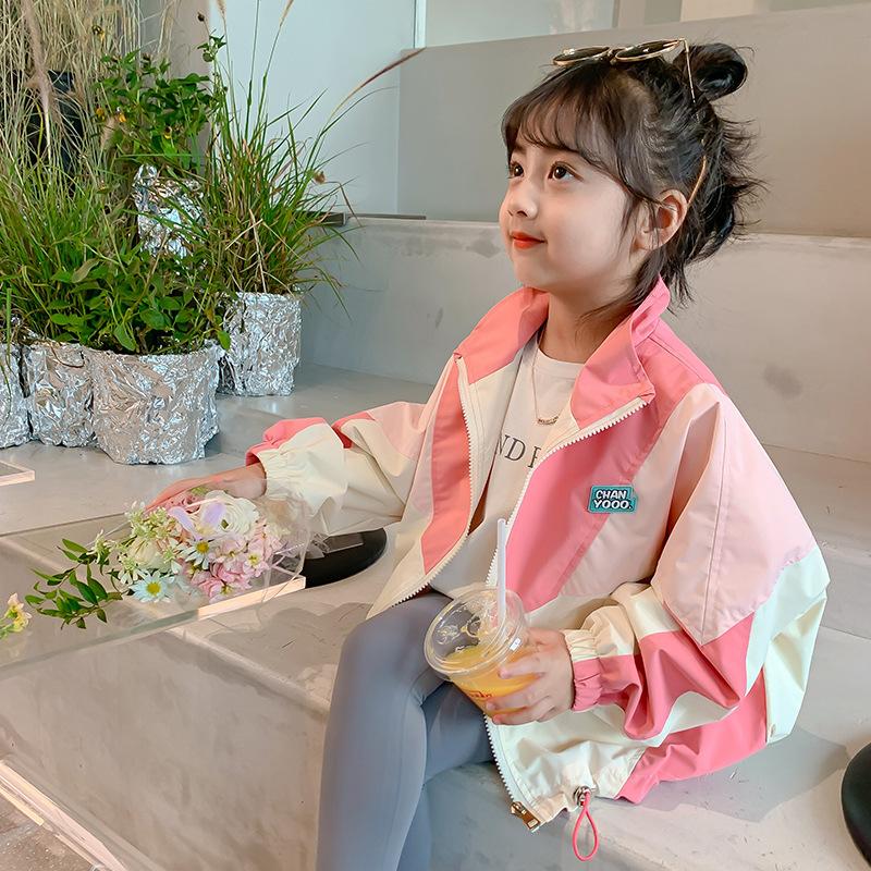 Spring Girls Baseball Jackets Colorblocking Trench Coats Children Girls Jackets Autumn Fashion Casual Outerwear