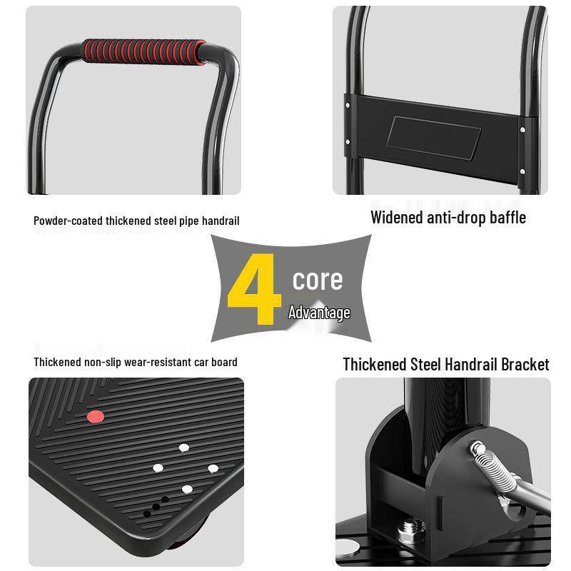 Compact Four-Wheeled Folding Trolley: Silent Portable Hand Truck for Cargo