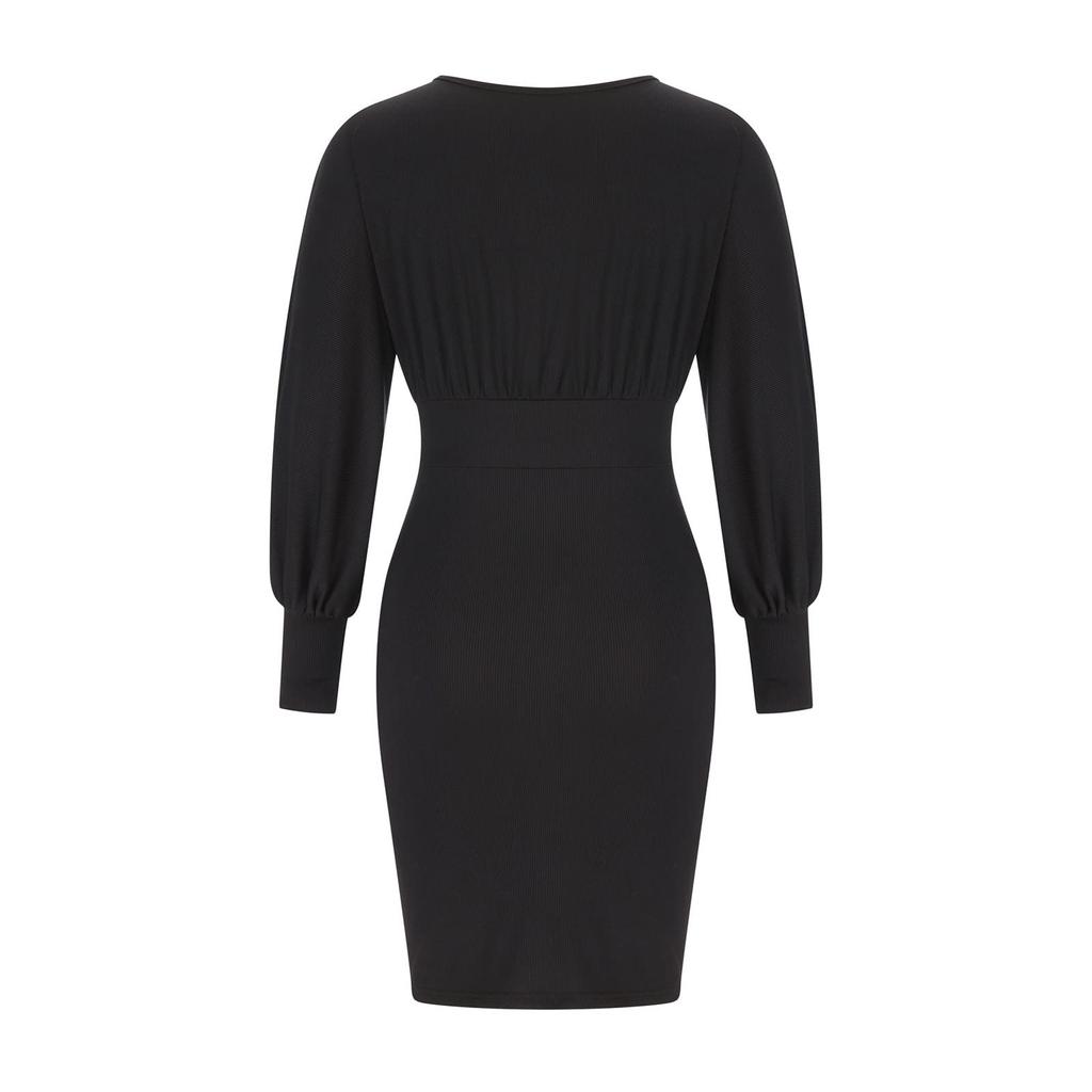 Women's Fashion Color Slim Fit Temperament Dress Knitted Doll Sleeve Skirt