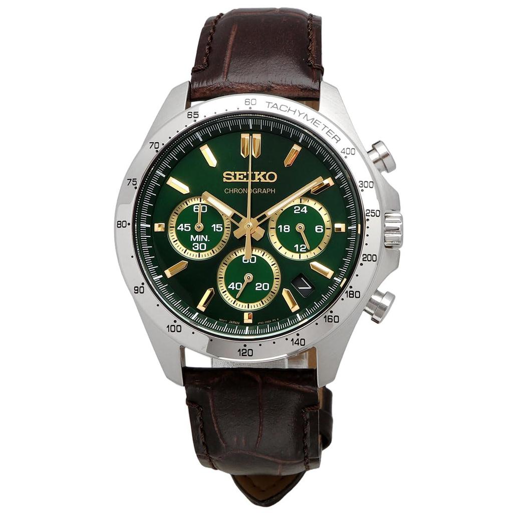 Seiko Second Chronograph Quarzuhr SBTR017 Grün Braun Leder [Seiko] 1/5 Herren []