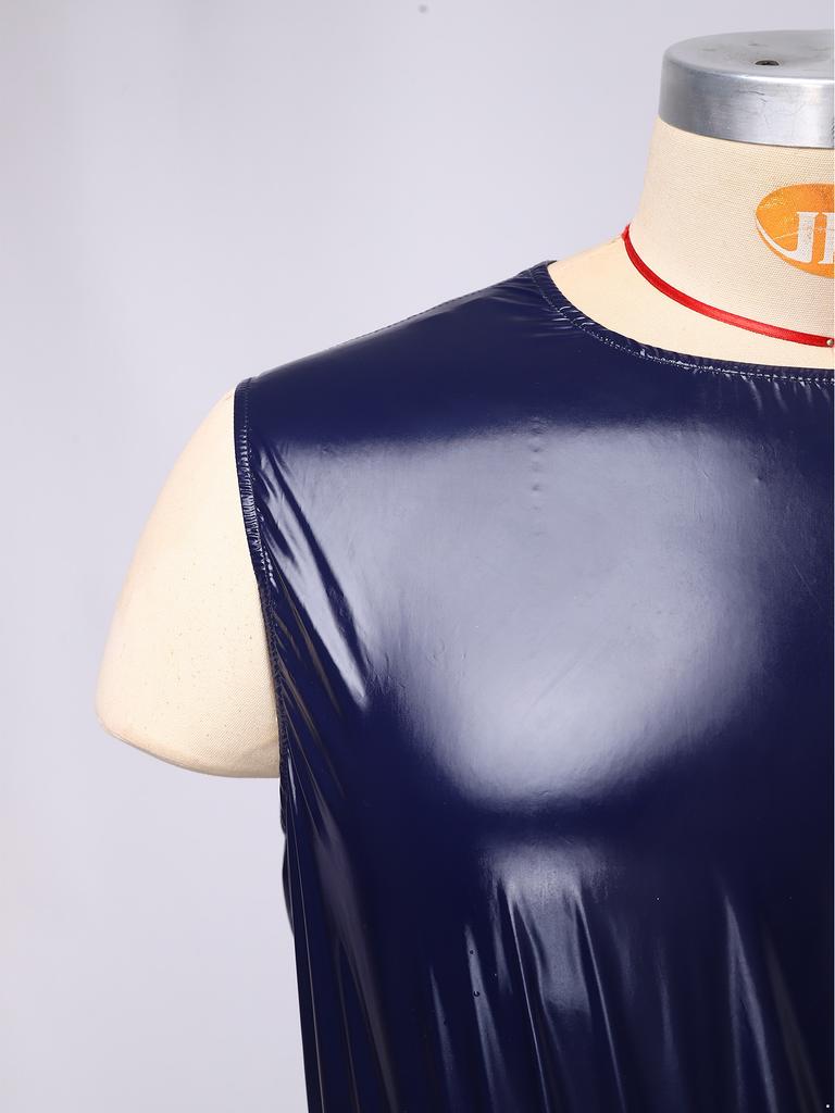 S-3XL Mens Waterproof Bodysuit Openable Crotch with Buttons Sleeveless Back Zipper Elastic Waistband One-piece Romper Jumpsuit for Clubwear Swimming