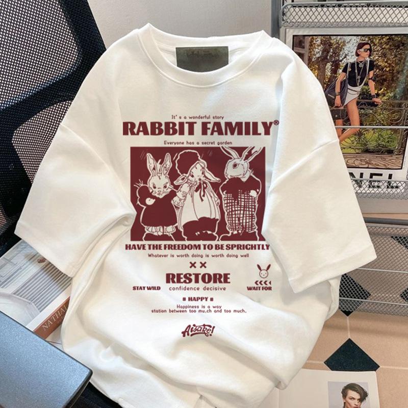 Мужская хлопковая летняя футболка свободного размера с рисунком из мультфильма повседневная и удобная с круглым вырезом и короткими рукавами XS 1318₽