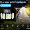 Solar Lights Outdoor Motion Sensor, 5Head Flood Lamp with Remote Control, 300° Wide Angle Security Light for Yard Patio Garden
