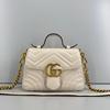 [Pre-Owned] Chevron Leather GG Marmont Mini Top Handle Bag 'White' - Very Good #1TBJBNS