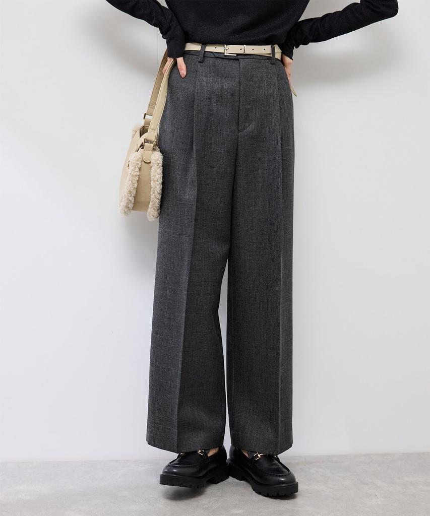 ROPE PICNIC Tweed Wide Charcoal Size S Three-Tone Pants/Set-Up Compatible, (06),