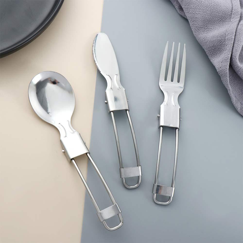 Picnic Travel Tableware Folding Utensils Stainless Steel Spork Fork Cutlery Spoon