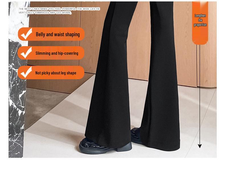 Women's High Waist Black Micro Flare Pants - Slimming Drape, Small Sizes, Bell Bottom Style for Spring/Autumn.