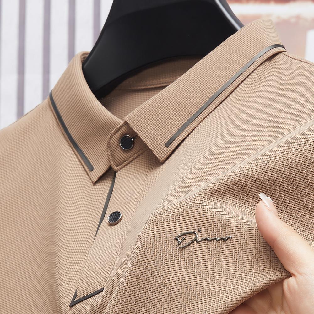 Summer Short Sleeved Advanced Printed POLO Shirt Summer Korean Version Men's Lapel T-shirts Summer Thin Anti-wrinkle Non-scalding Seamless T-shirt