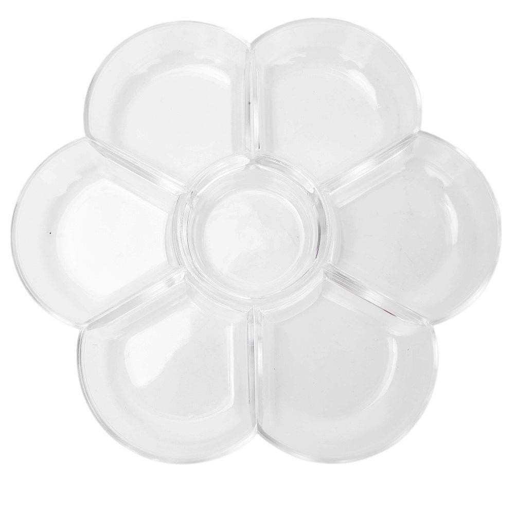 7 Holes Plum Shaped Palette Art Drawing Painting Tray for Oil Watercolor Painting (Transparent)