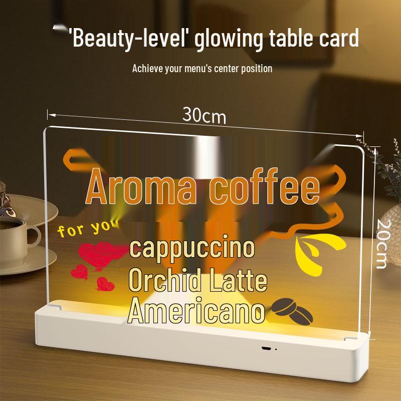 Erasable Fluorescent Acrylic Desktop Blackboard with Light