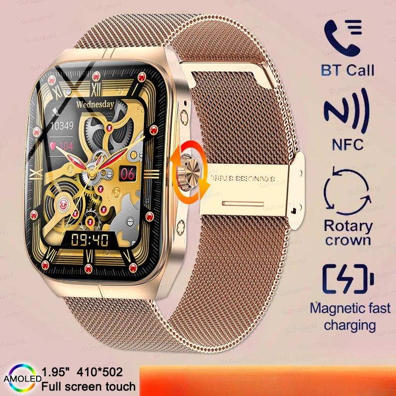 2025 Nové NFC Chytré hodinky AMOLED Displej Vždy zobrazují čas Bluetooth volání Série 9 Hodiny Vlastní ciferník Muži Sport Zdraví Ženy Chytré hodinky