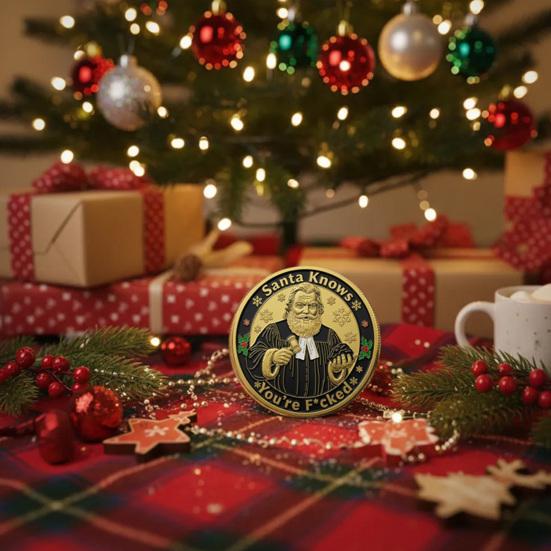1/2/3/4/5Pcs Souvenir Coins Metal Christmas Gift Coins Christmas Decorative Keepsakes Coins Festive Atmosphere Enhancer