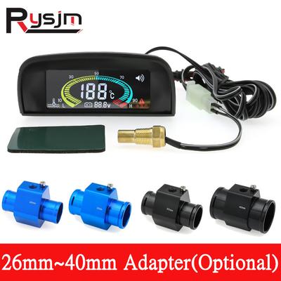 Ny 2-i-1 Digital Bil LCD-display Vattentemperaturmätare + Volt Med 10 mm Vattentemperatursensor för Bil Lastbil 12V/24V