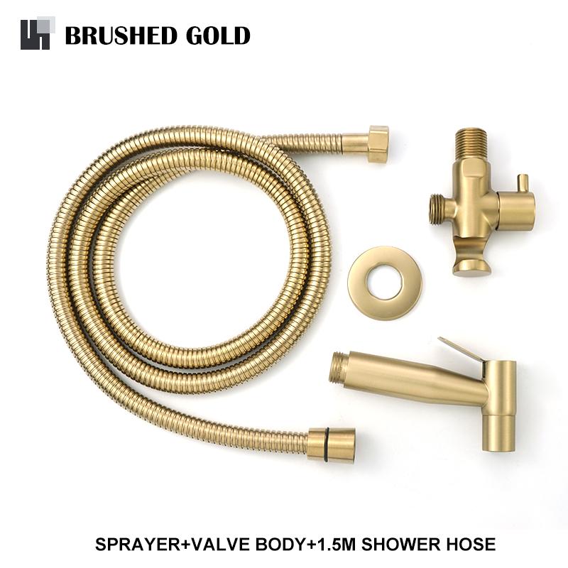 Accesorii pentru pulverizare bideu toaletă de mână din oțel inoxidabil robinet pentru bideu negru pulverizator pentru baie cap de duș cu autocurățare auriu