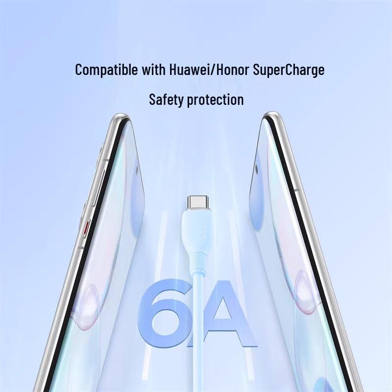 Bouncy Type-C Data Cable, 120W Super Fast Charging, Compatible with Huawei Honor 6A, Silicone Flash Charging Cable, Cross-border.