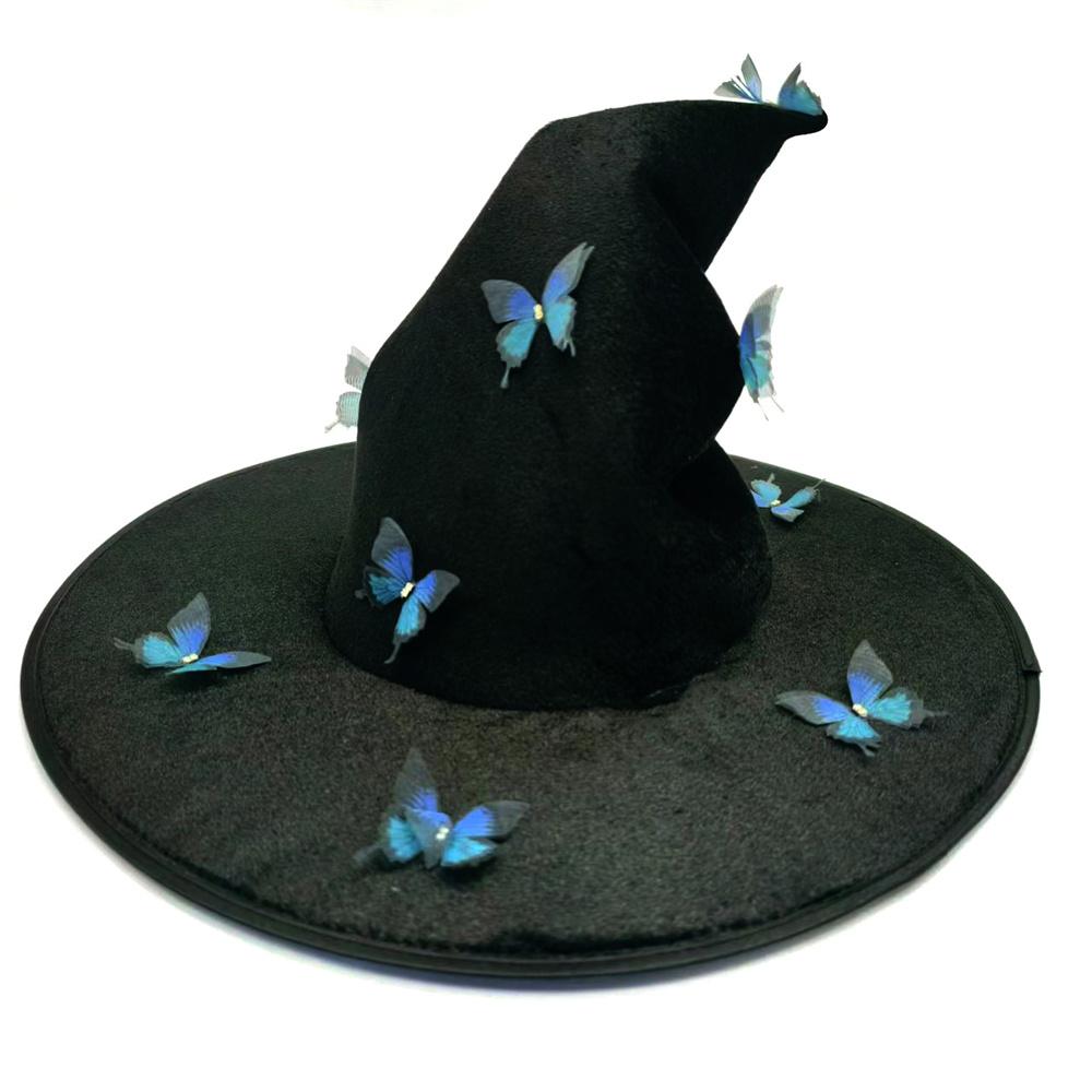 

Halloween Witch Hat Butterfly Mesh Folds Hats Masquerade Party for Kids Adult Women Men Cosplay Props Costume Accessories
