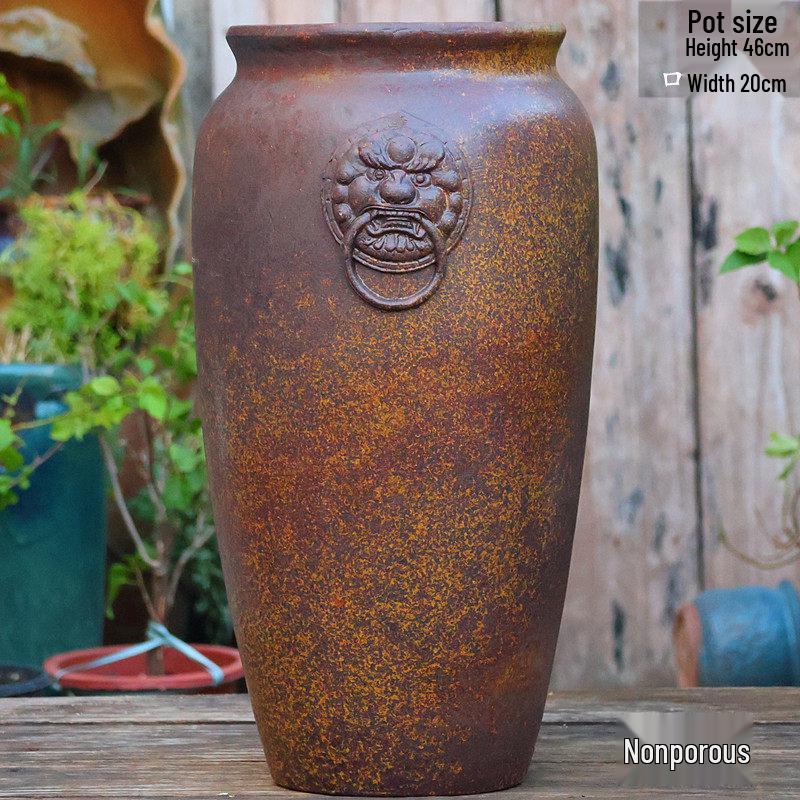 Retro Handmade Ceramic Waterfall Pot: Ancient Fish Farming Water Feature for Courtyard Landscapes