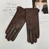 Ladies Sheepskin Gloves Classic Solid Color Versatile Leather Spring Knit Lining Cycling Driving Gloves Autumn