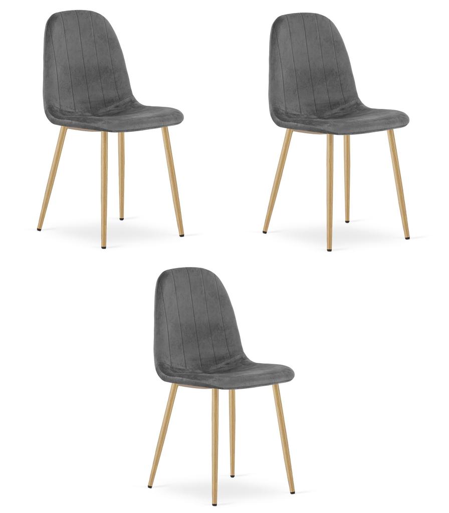 PADVA chair - dark grey velvet / oak legs x 3