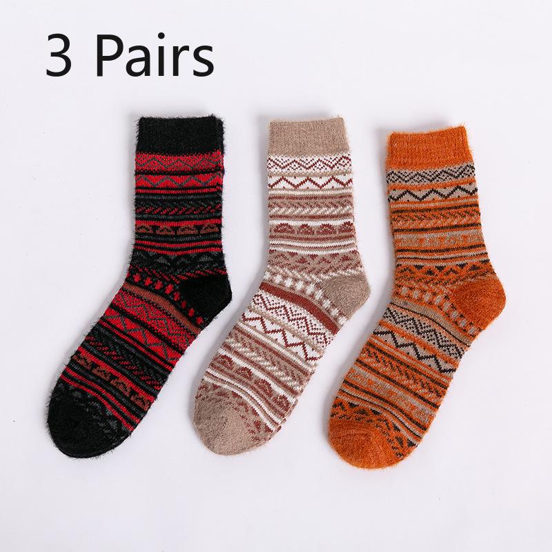 

3 Pairs of New Female Winter Faux Ferret Thick Warm Rabbit Wool Tube Socks 3 Pairs