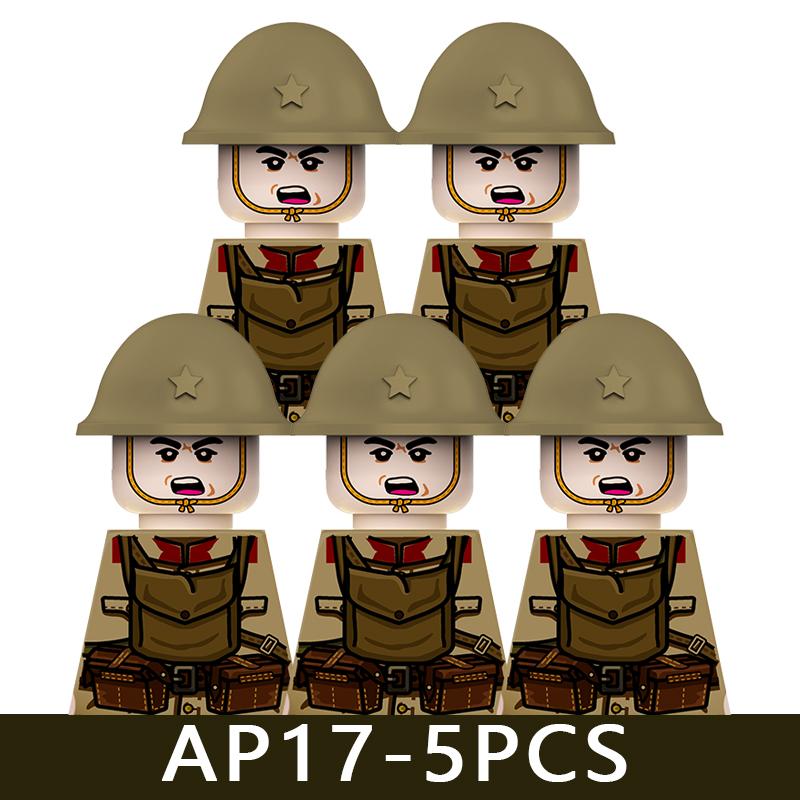 WW2 Military Soldier Figures Building Blocks Army Japanese Warrior Medical Nurse Officer Infantry Helmets UV Printed Bricks Toys