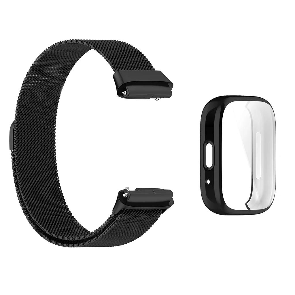 Strap For Xiaomi Redmi Watch 3 Active/3 Lite With TPU Soft Case Screen Protector Replacement Metal Milanese Magnetic Watchband