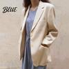Women Suit Coat Lapel Long Sleeve Single Breasted Jacket with Pockets Solid Color Loose Fit Leisure Outwear Business Casual For