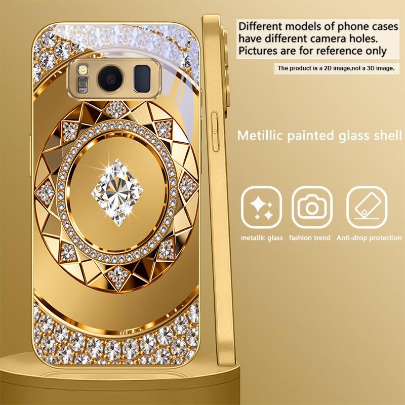 Exquisite Jewelry Art For Samsung Galaxy S26 S20 FE S21 S22 S23 Plus S24 Ultra S25Ultra S21+  S22Plus Golden glass phone case