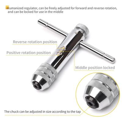 1Pcs M3-8 M5-12 Tap Wrench Male Thread Adjustable T-Handle Ratchet Wrench Metric Plug Extended Tap Screw Holder