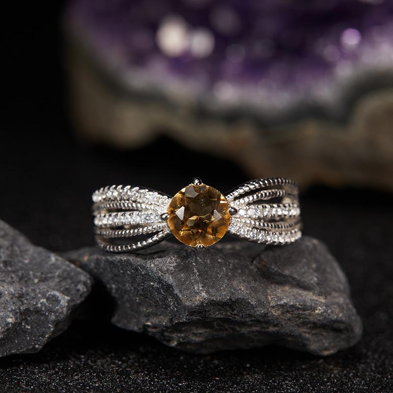 Original Design Does Not Fade Niche High Sense S925 Sterling Silver 18K Natural Citrine Lucky Treasure Ring Women