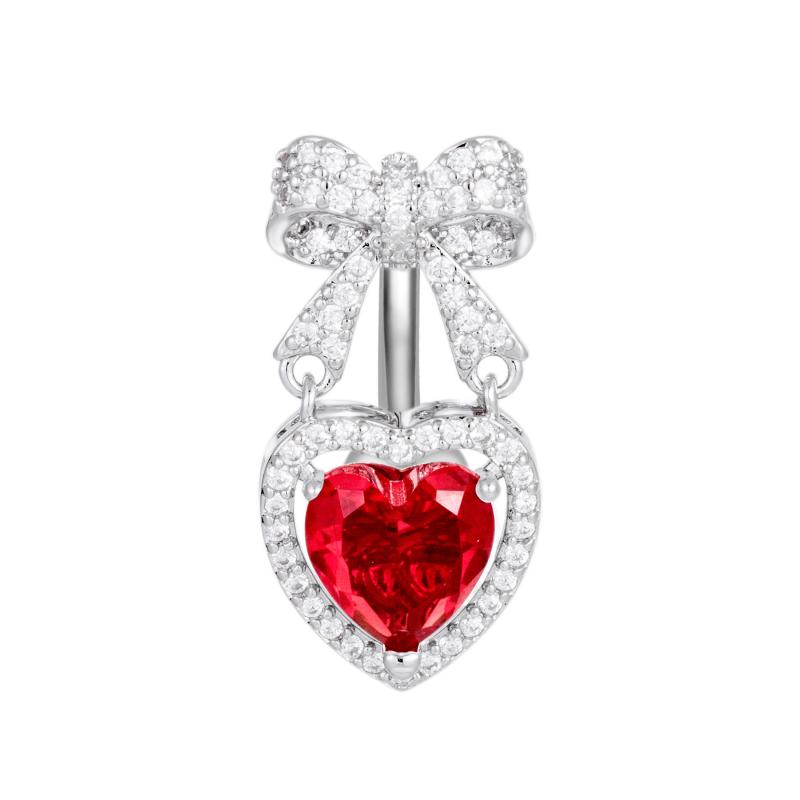 Bow Heart Belly Button Rings Shiny Zircon Navel Piercing Barbell For Women  Belly Ring Beach Body Jewelry Gifts