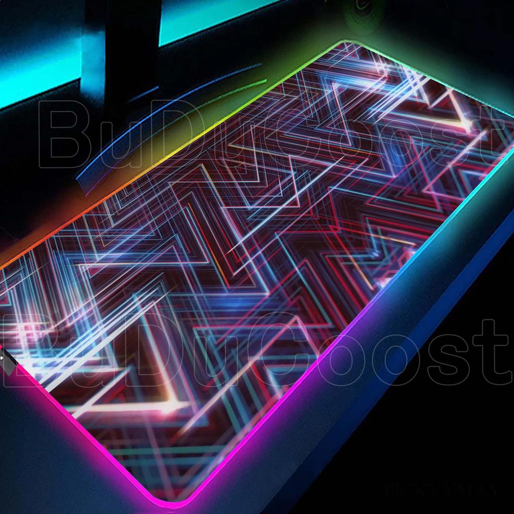 RGB Cool Geometric Shape Starry Sky Mouse Pad Gaming Geometry Luminous Anti Slip Computer Office Rubber Cool Mouse Pad Desk Pads